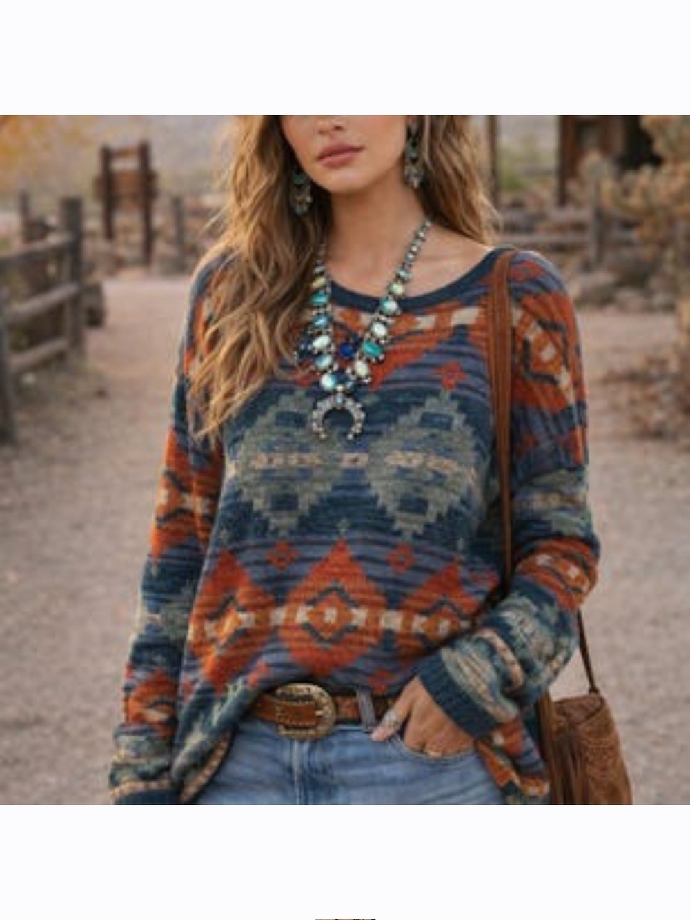 Denim & Supply Ralph Lauren Southwestern Tribal Aztec Sweater Women's Size M